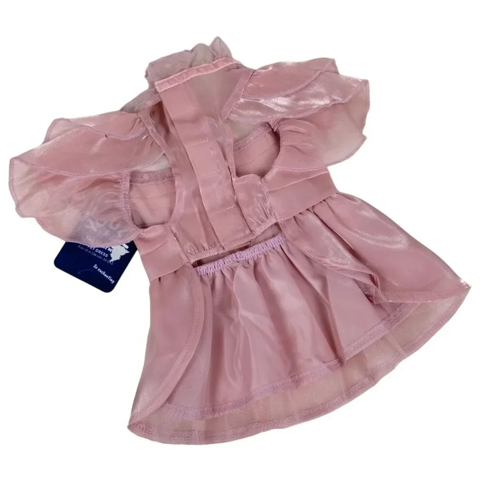 Youly Charmer Pink Ruffle Princess Dress with Lace Detail for Dogs XS 11 Inch